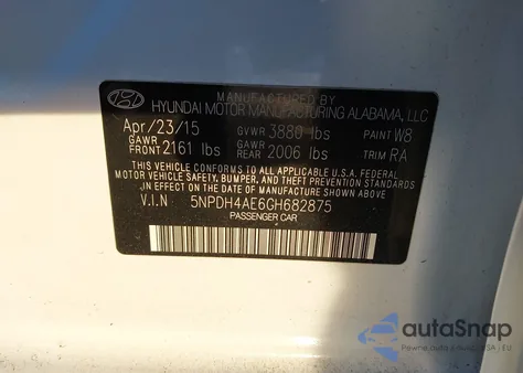 2016 Hyundai Elantra Se from USA, damaged, VIN 5NPDH4AE6GH682875